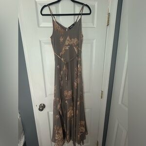 Lulus Feeling Freesia Grey Floral Print Maxi Dress